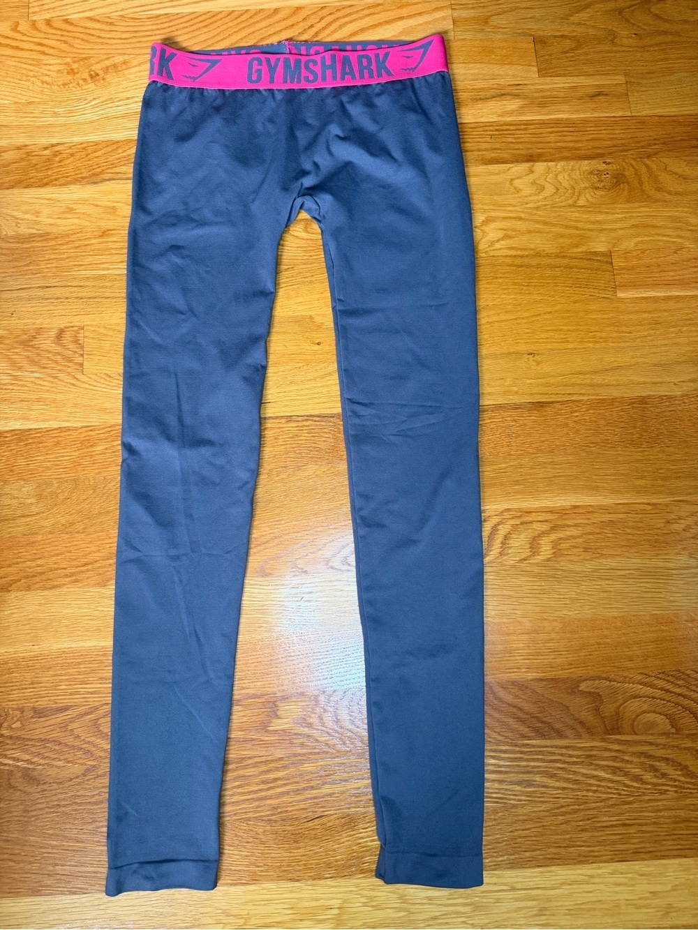 Gymshark Flex Seamless Leggings Gray Pink Logo Waistband Compression Yoga Pants